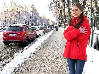 Russian girl seduced by pickup and fucked a guy in his house