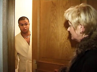 Mature bbw blonde seduces her young French neighbor